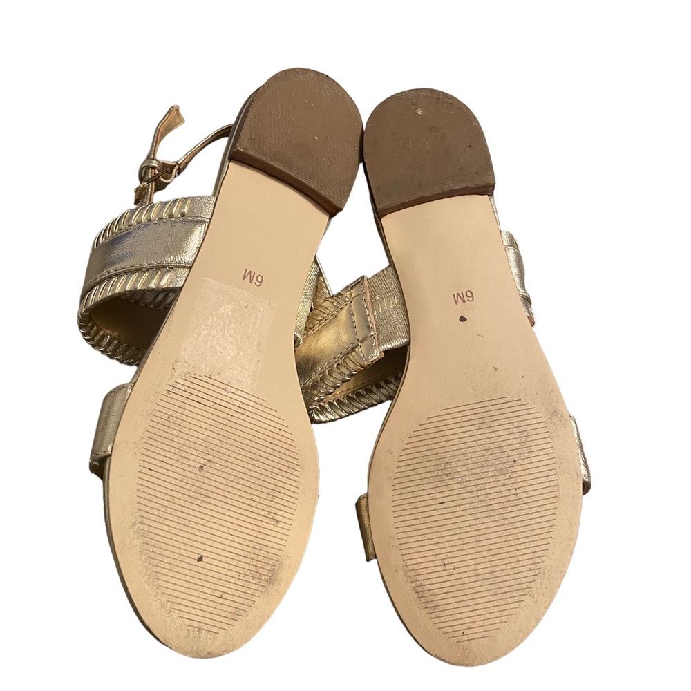 Talbots Keri Whipstitch Gold Metallic Napa Leather Sandal - Picture 7 of 7